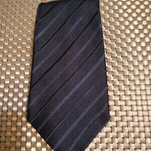 J. Ferrar Men's Black Striped Silk Hand Made Tie (0615)